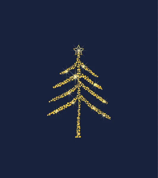 Gouden kerstboom — Stockvector