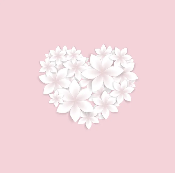 Fleurs en forme de coeur — Image vectorielle