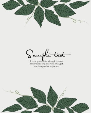 Vektör çizimi. Yeşil yapraklı doğal arka plan. Taze yeşil yapraklar