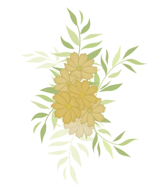 シルエットの葉と花 — ストックベクタ