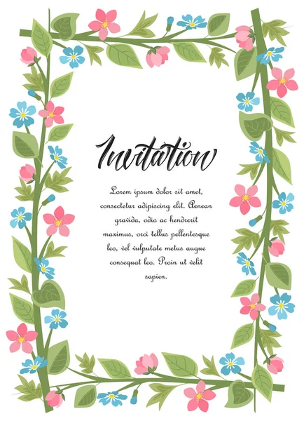 Frame bloemen met blaadjes — Stockvector