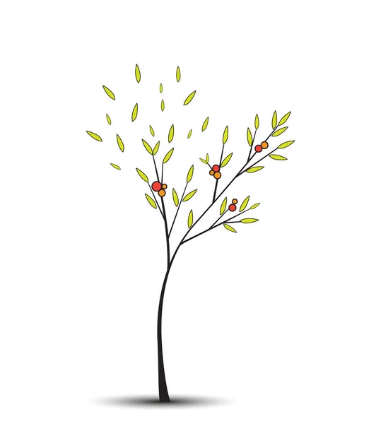 Träd bakgrund med gröna blad — Stock vektor