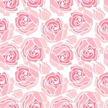 Vektör İllüstrasyon çiçeği. Pembe gülle kusursuz desen. Doğa arkaplanı