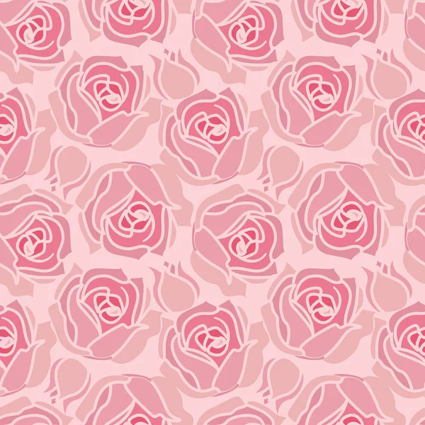 Vektorillustration Blume Nahtloses Muster Mit Rosa Rose Hintergrund Natur — Stockvektor