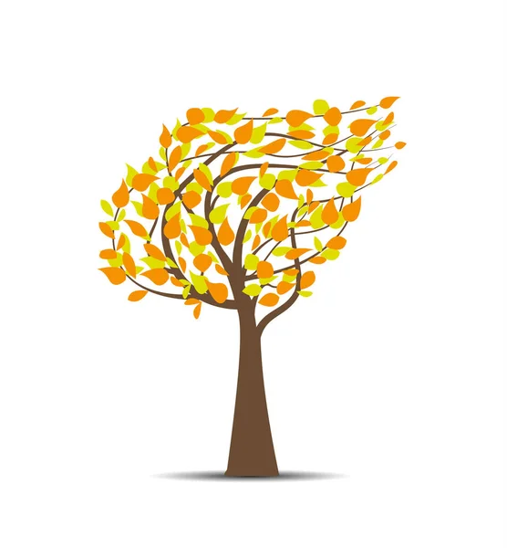 Vektorová Ilustrace Podzimního Stromu Padajícím Listím Příroda Pozadí — Stockový vektor