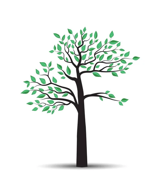 葉を持つ木のベクトル図 自然背景 — ストックベクタ