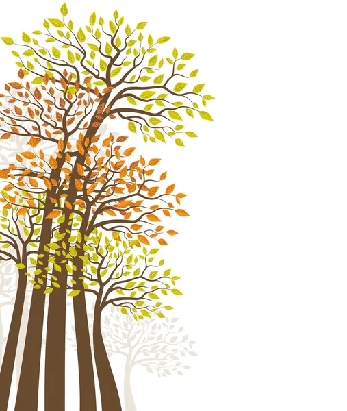 Illustration Vectorielle Forêt Automne Arbres Aux Feuilles Colorées Contexte Naturel — Image vectorielle