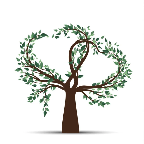 ハート型の枝を持つ木 — ストックベクタ