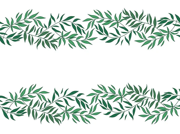 Ramas decorativas con hojas — Vector de stock