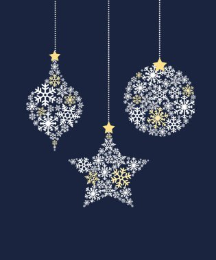 Kar tanelerinden yapılmış Noel topları