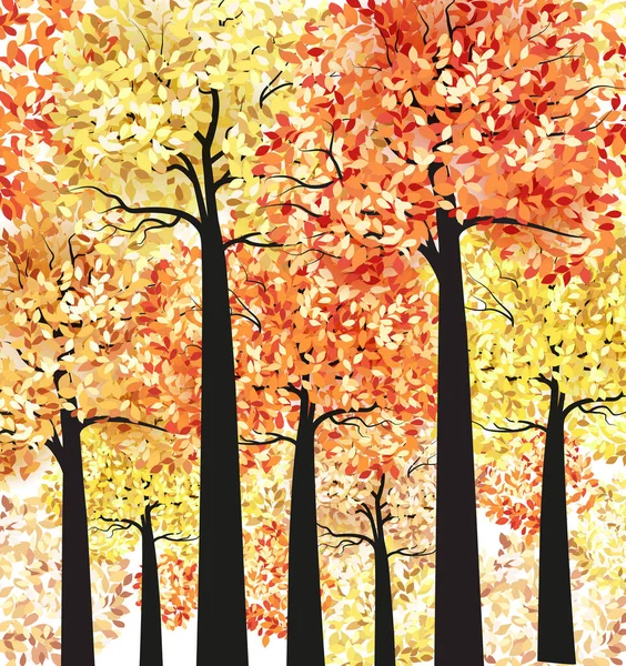 Vector Illustration Autumn Tree Leaves Autumn Multicolored Forest — Stock Vector