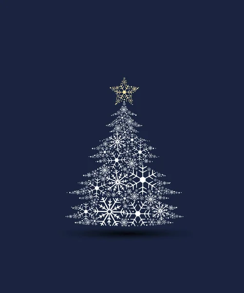 Vector Illustratie Van Een Kerstboom Kerstboom Gemaakt Van Sneeuwvlokken Vrolijk — Stockvector