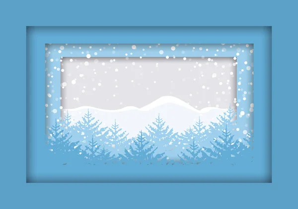 Illustration Vectorielle Paysage Hivernal Arbres Fond Noël Joyeux Noël Carte — Image vectorielle