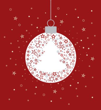 Yıldızlardan yapılmış bir Noel balosu dekorasyonunun vektör çizimi. Mutlu Noeller tebrik kartı.