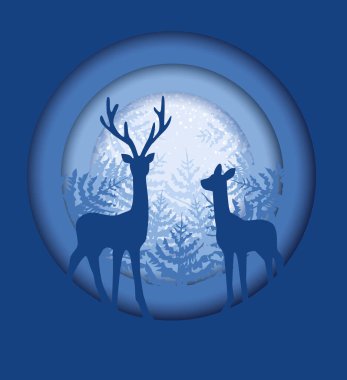 Kış manzarasının vektör çizimi. Noel ağacı. Mutlu Noeller.