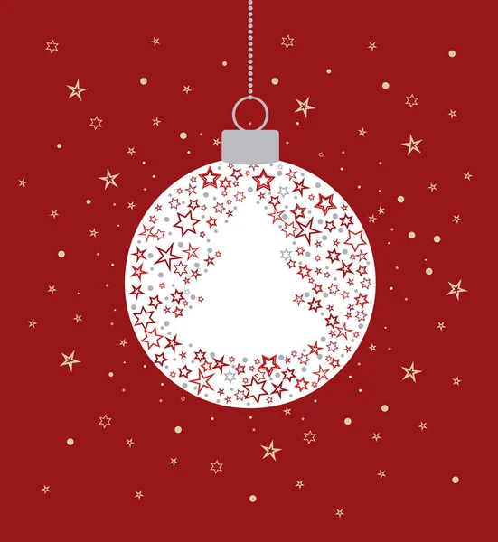 星から作られたクリスマスボールの装飾のベクトルイラスト ハッピークリスマスグリーティングカード — ストックベクタ