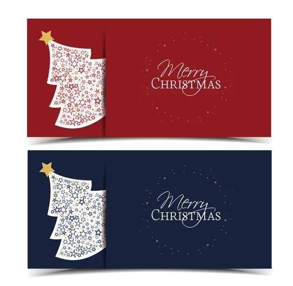 Vector Illustration Christmas Tree Decoration Made Stars Happy Christmas Background — Stock Vector