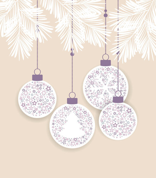 Vector illustration of a Christmas balls decoration made from stars. Happy Christmas greeting card