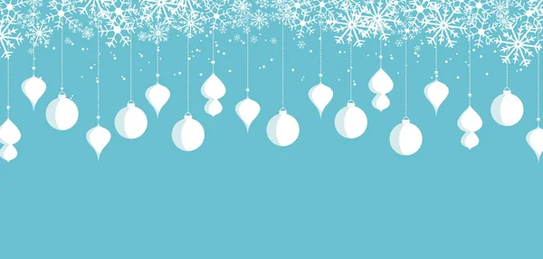 青い背景のベクトルクリスマスボール メリークリスマスカード — ストックベクタ