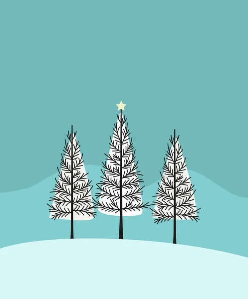 Vektorillustration Eines Weihnachtsbaums Frohe Weihnachten Grußkarte — Stockvektor