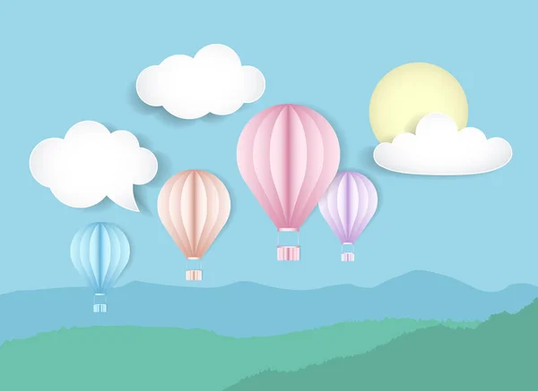 Céu com balões de ar quente —  Vetores de Stock