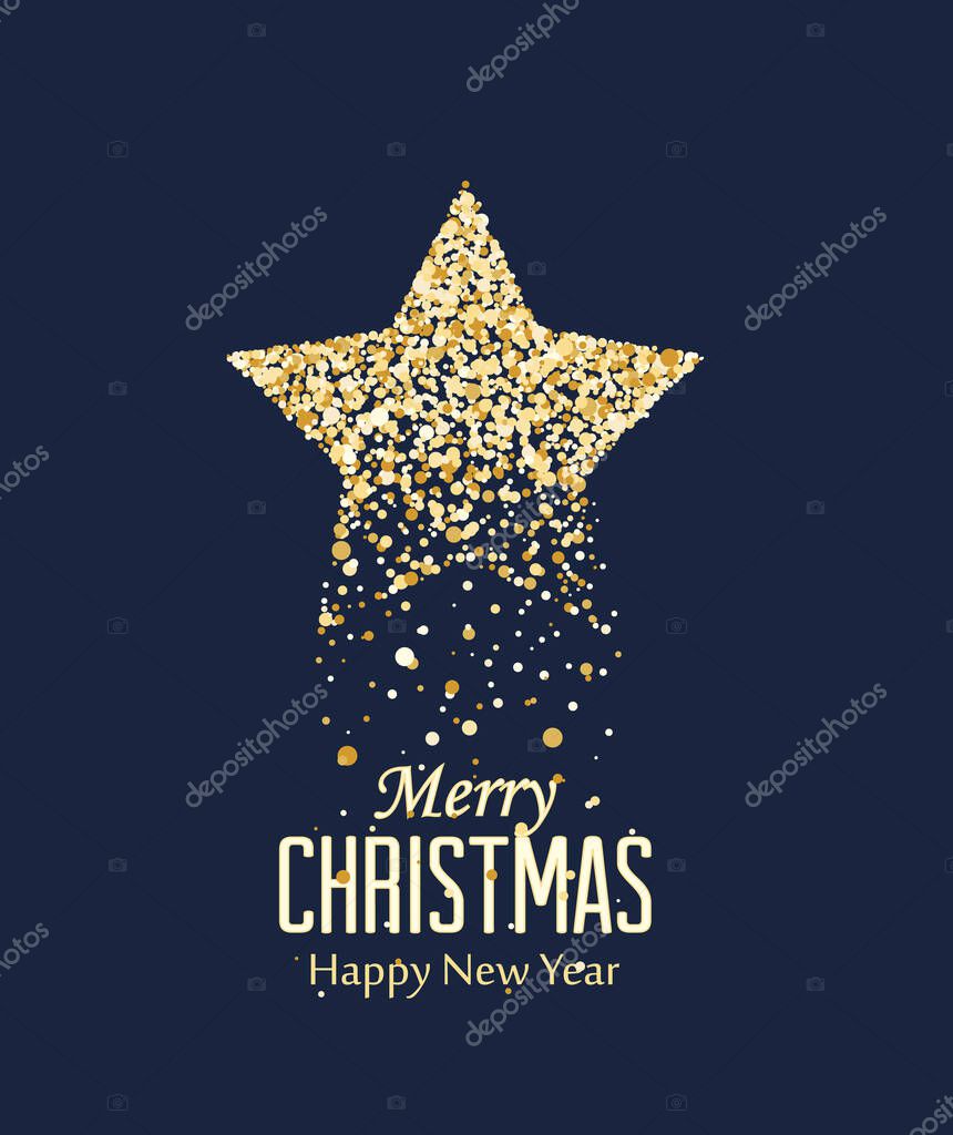Vector illustration Christmas star with dots. Merry Christmas card