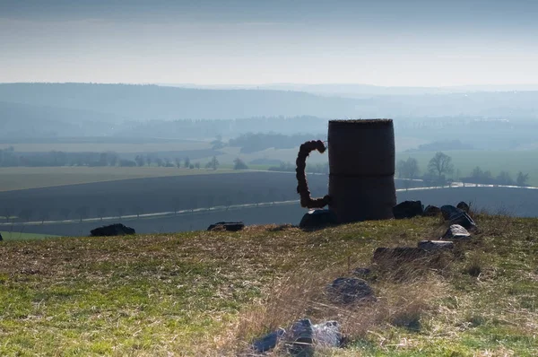 Paysage Avec Une Cruche Paille Stockée Dans Une Pile Qui — Photo