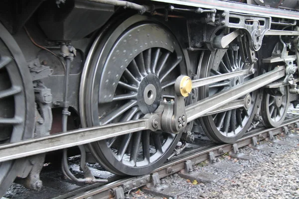 Large Wheels Powerful Steam Train Engine — Stock Photo, Image