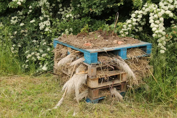 A Bug Hotel Made from Pallets and Natural Materials.