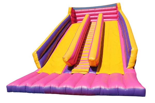 Çocuk şişme Bouncy kale adımları ile slaytlar.