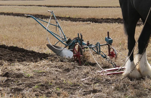 Een Hand Gestuurd Vintage Paard Boerderij Plough — Stockfoto