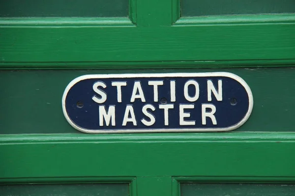 Sign Door Railway Station Masters Office — Stock Photo, Image