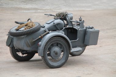 Bir Vintage Alman Savaş Motosiklet ve Sidecar.