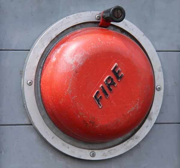 Old Vintage Hand Turned Fire Alarm Warning Bell — Stock Photo, Image