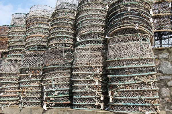 Uma Grande Pilha Vasos Pesca Porto Beira Mar — Fotografia de Stock