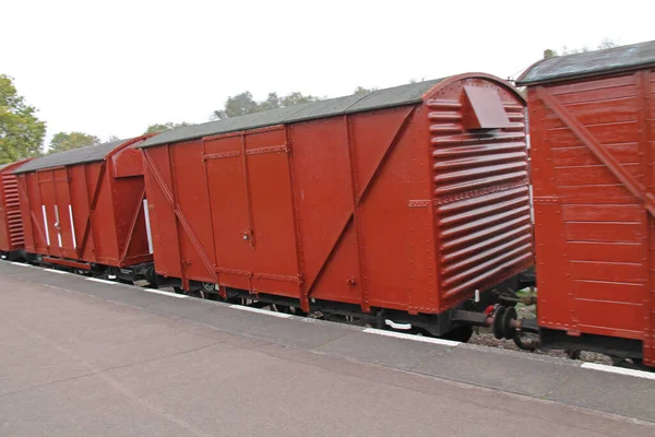 Een Trein Van Vintage Spoorwegvracht Wagens — Stockfoto