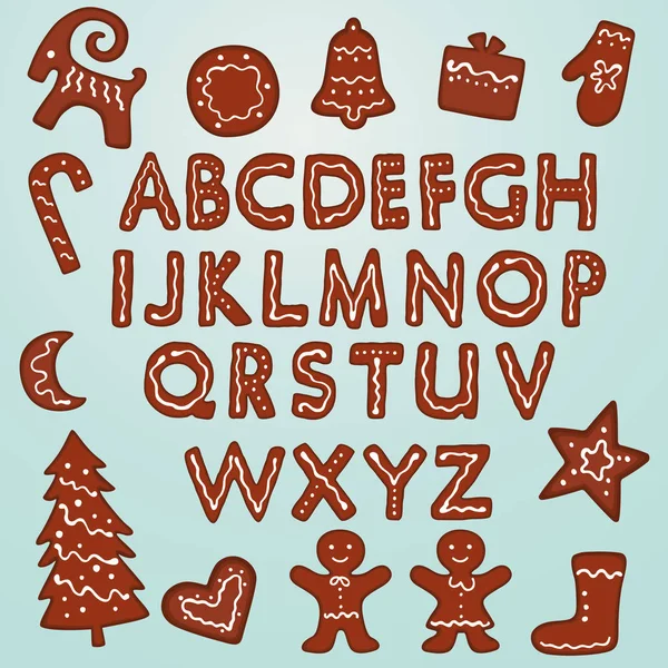 Collection Alphabet Cookie Gingembre Figures — Image vectorielle