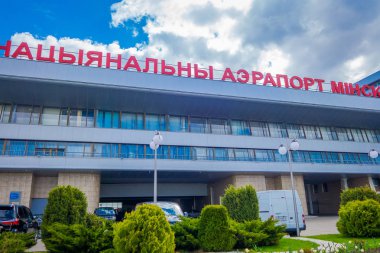 Minsk, Beyaz Rusya - 01 Mayıs 2018: Minsk Ulusal Havaalanı eski adı Minsk-2 ana hava alanı Belarus Minsk başkentinin doğusunda 42 km bulunur