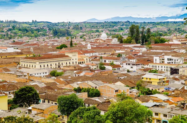 Above view of the city of Popayan located in the center of the department of Cauca. Its called the White City because most of the houses are painted white — Stock Photo, Image