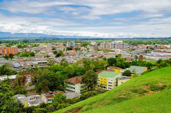 Bela vista aérea da cidade de Popayan, localizada no centro do departamento de Cauca — Fotografia de Stock