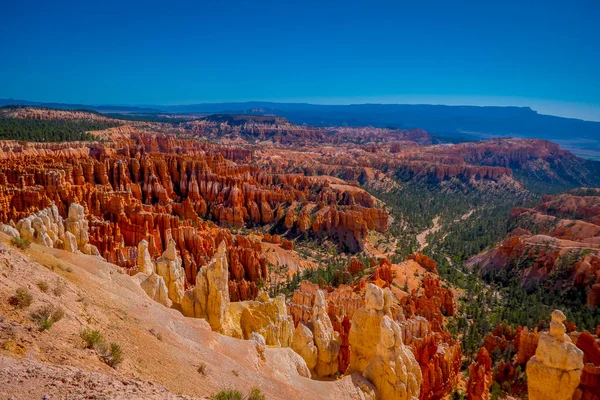 Bryce Amphitheater in a beautiful sunny day and blue sky in Bryce Canyon National Park, Utah