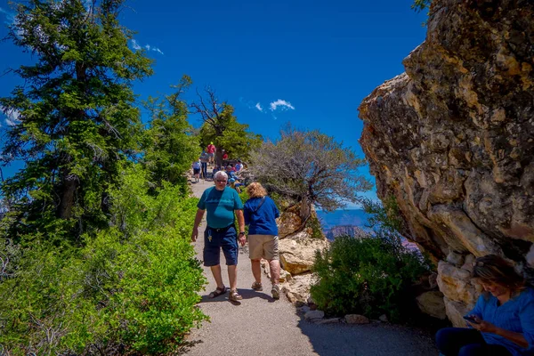 Гранд-Каньйон, Арізона США, 14 червня 2018 роки: Люди походи та прогулянки на південь Рим Трейл Гранд-Каньйон, Арізона, США. Красивий краєвид американський — стокове фото