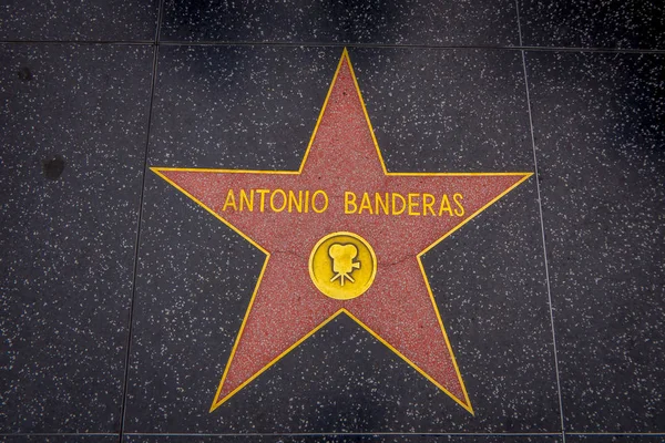 Los Angeles, California, USA, JUNE, 15, 2018: Outdoor view of Antonio Banderas star on Hollywood Walk of Fame, in California. This star is located on Hollywood Blvd. and is one of 2400 celebrity — Stock Photo, Image