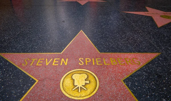 Los Angeles, California, USA, JUNE, 15, 2018: Steven Spielberg star on the Hollywood Walk of Fame, is made up of brass stars embedded in the trowalks on Hollywood Boulevard — стоковое фото