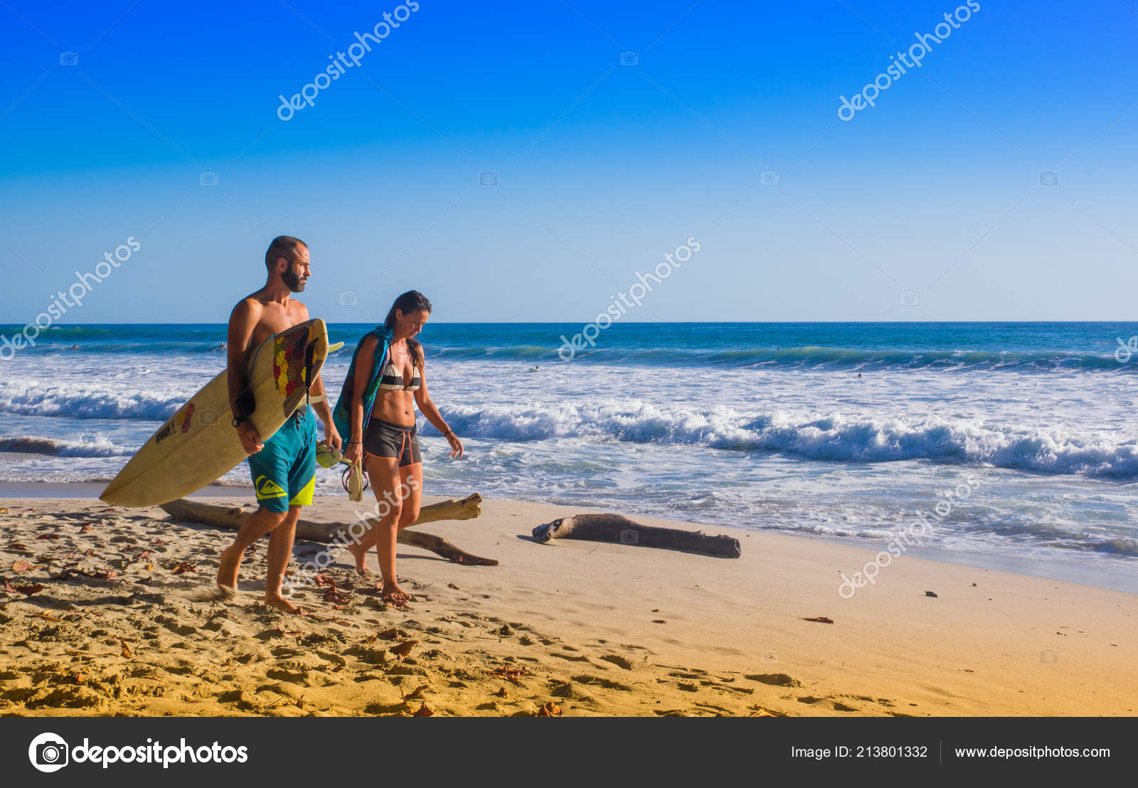 Santa Teresa Costa Rica June 28 2018 Couple Of Surfers