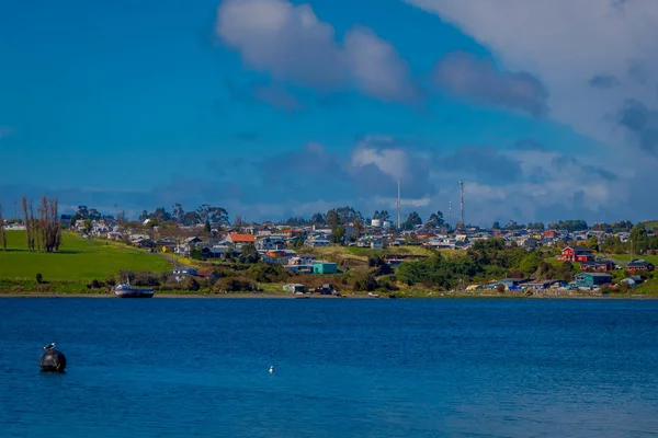 Відкритий погляд будівельних гріх horizont розташований в Острів Чилое, Чилі — стокове фото