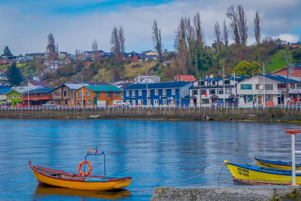 Chiloe Chili Septembre 2018 Vue Extérieure Quelques Bateaux Dans Port — Photo