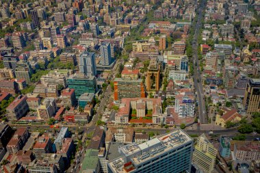 Santiago, Şili'deki Costanera Merkezi'nden Santiago şehir manzarası güzel görünümü