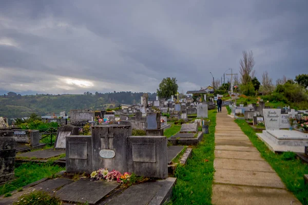 OSORNO, CHILE, SETEMBRO, 23, 2018: Bela vista do cemitério de Puerto Octay, Chile — Fotografia de Stock