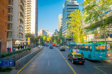 SANTIAGO DE CHILE, CHILE - OCTOBER 16, 2018: Traffic on Avenida Libertador Bernardo OHiggins avenue in Santiago, Chile